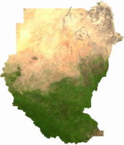 Satellite image of Sudan, generated from raster graphics data supplied by The Map Library