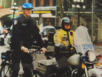 Vancouver police constables from the bicycle and motorcycle squads.