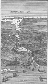 1881 drawing of the Suez Canal.