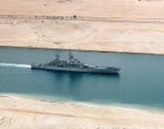  USS Bainbridge (CGN-25), an American warship in the Suez Canal