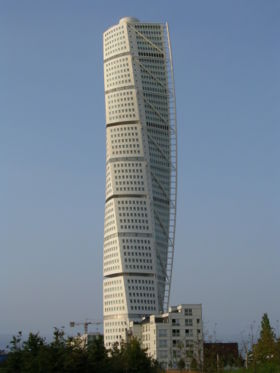 The award winning Turning Torso skyscraper in Malmö, is 190 metres tall and is the highest skyscraper in Sweden and the second highest in Europe.