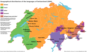 Main languages in Switzerland:German, French, Italian, Romansh