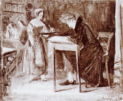 Søren Kierkegaard in the coffee-house. Sketch in oils by Christian Olavius, 1843