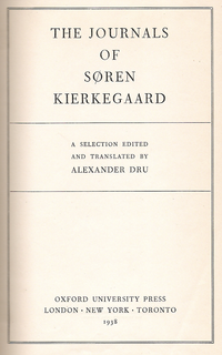 The cover of the first English edition of The Journals, edited by Alexander Dru in 1938.