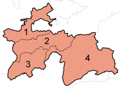 Administrative divisions of Tajikistan.