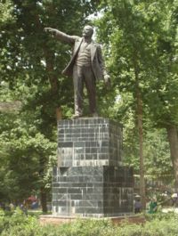 A statue of Vladimir Lenin still stands in Tajikistan's capital of Dushanbe.