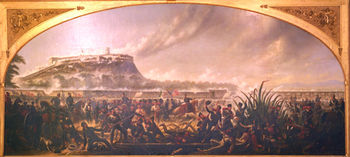 Depiction of the Battle of Chapultepec.