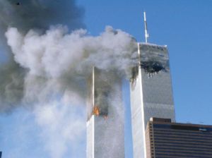 Smoke billowing from the World Trade Center after the 11th September 2001 terrorist attacks-one of the most iconic examples of modern terrorism.