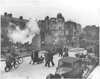 Bombed buildings in London.