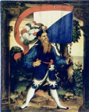 Banner bearer of Zürich, from a 1585 painting by Humbert Mareschet