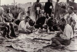 The initial party. From left to right (seated): Father Zahm, Rondon, Kermit, Cherrie, Miller, four Brazilians, Roosevelt, Fiala. Only Roosevelt, Kermit, Cherrie, Rondon and the Brazilians traveled up the River of Doubt.