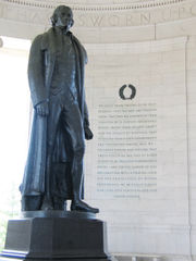 Rudolph Evans' statue of Jefferson with the Declaration of Independence preamble to the right