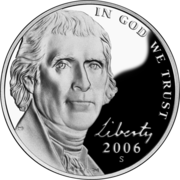 Jefferson commemorated on the 2006 U.S. Nickel.