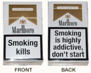 The health warnings on a British cigarette pack