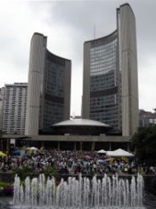 The Toronto City Hall viewed from Nathan Phillips Square.