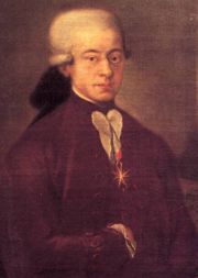 Wolfgang Amadeus Mozart in 1777, aged twenty-one.  Speculation that he may have had Tourette's is not based on reliable evidence.