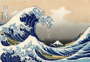 There is a common misconception that tsunamis behave like wind-driven waves or swells (with air behind them, as in this celebrated 19th century woodcut by Hokusai). In fact, a tsunami is better understood as a new and suddenly higher sea level, which manifests as a shelf or shelves of water. The leading edge of a tsunami superficially resembles a breaking wave but behaves differently: the rapid rise in sea level, combined with the weight and pressure of the ocean behind it, has far greater force.