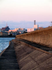 Tsunami wall at Tsu-shi, Japan