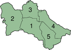 Administrative divisions of Turkmenistan.