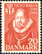Danish stamp of 1946 featuring Tycho Brahe.