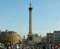 Trafalgar Square in London is one of the most famous public places in the United Kingdom.