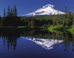 Mount Hood, a dormant volcano in the Pacific Northwest.
