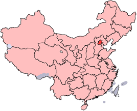Beijing is highlighted on this map