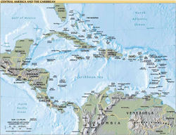 Map of Central America and the Caribbean