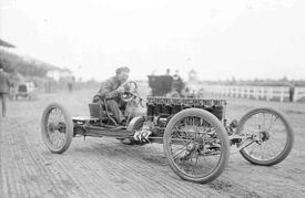 Auto racing pioneer Carl G. Fisher at the Harlem racetrack, near Chicago, Illinois photo from U.S. Library of Congress