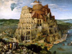 The Tower of Babel, by Pieter Brueghel the Elder, (1563) oil on board, now found in Vienna's Kunsthistorisches Museum