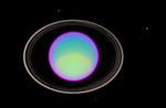 Uranus with its rings in false color