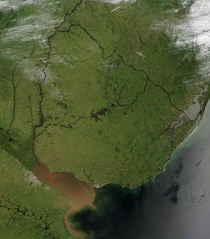 Satellite photo of Uruguay