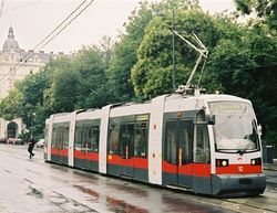 The ULF tram stock, designed by Porsche and built by Siemens boasts an entry height of 180 mm (7 in), the lowest in the world. Of these vehicles, by 2003 some 150 were in use by the municipal Wiener Linien, along with around 400 older high-floor models (substitution proceeding).