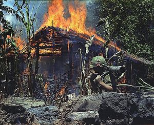 Vietnamese village after an attack