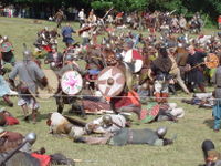 Staged fight during a Viking festival