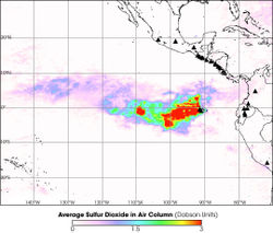 Average concentration of sulfur dioxide over the Sierra Negra Volcano (Galapagos Islands) from October 23-November 1, 2005