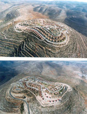 The Israeli settlement of Ma'ale Levona, with a 2004 population of 514, between Ramallah and Nablus, from different angles.