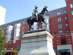 Statue of Harrison on horseback in Cincinnati, Ohio.