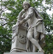 Detail from statue of Shakespeare in Leicester Square, London.