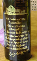 Gold lettering on collectible Sydney Opera House wine