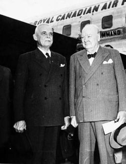 Churchill with Canadian Prime Minister Louis St. Laurent in 1954