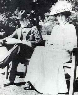 A young Winston Churchill and fiancée Clementine Hozier shortly before their marriage in 1908.