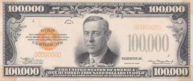 Wilson on the $100,000 bill
