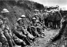 In the trenches: Royal Irish Rifles in a communications trench on the first day on the Somme, 1916-07-01