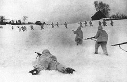 Soviet Siberian soldiers fighting during the Battle of Moscow.