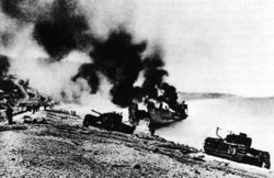 Picture taken after the failed Canadian assault on the beach at Dieppe 