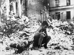 A survivor of German aerial bombardment, Siege of Warsaw.