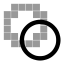 A pixelated circle (raster) is corrected (to vector graphics).