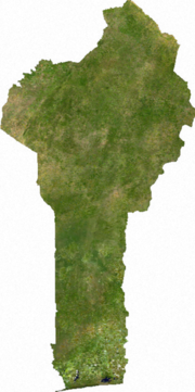 Satellite image of Benin, generated from raster graphics data supplied by The Map Library