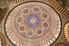 Interior view of the dome in the Selimiye Mosque, Edirne.